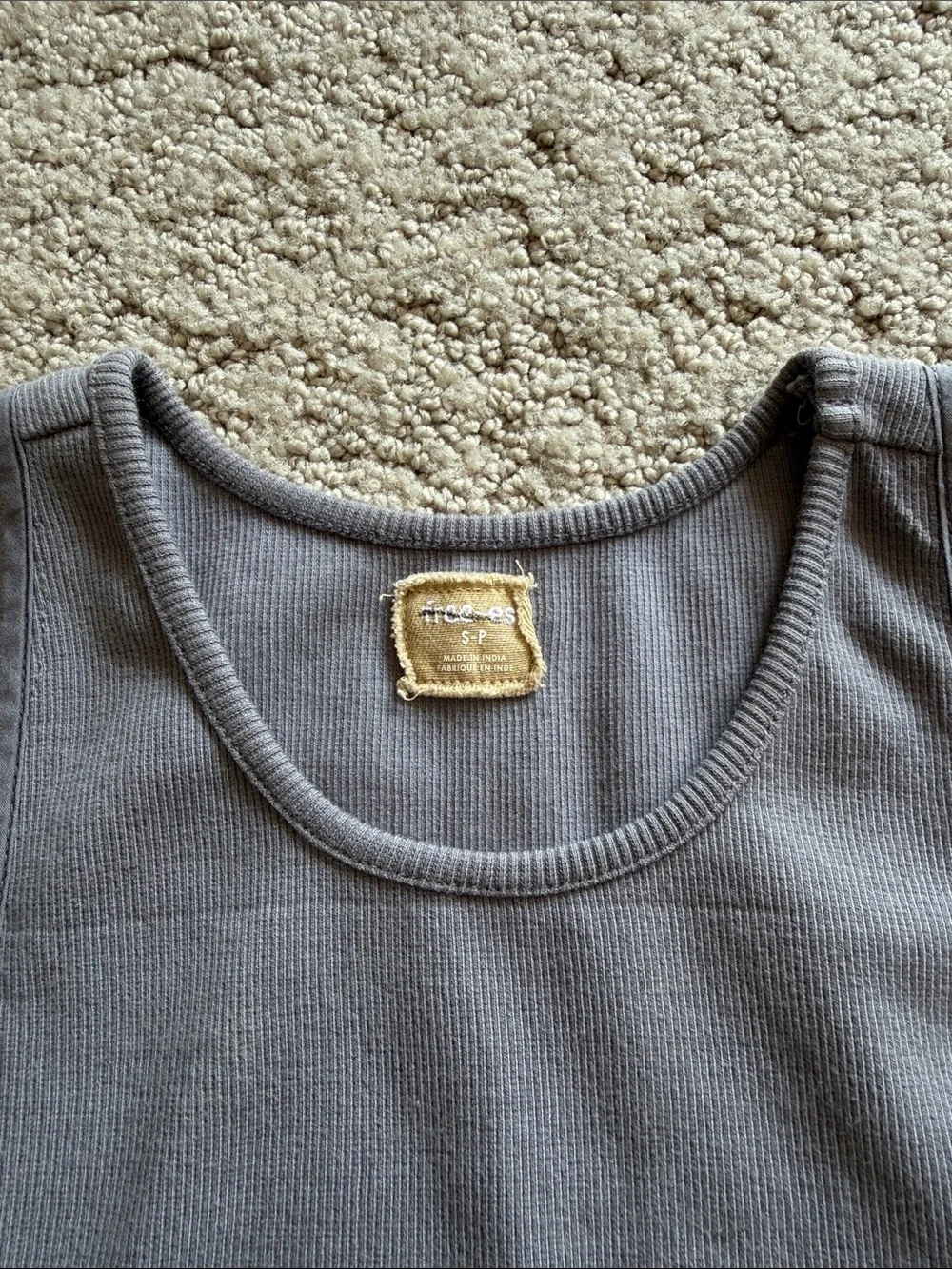 Free People Free-est Ribbed Racerback Cropped Tank Top Gray Women’s S NWOT